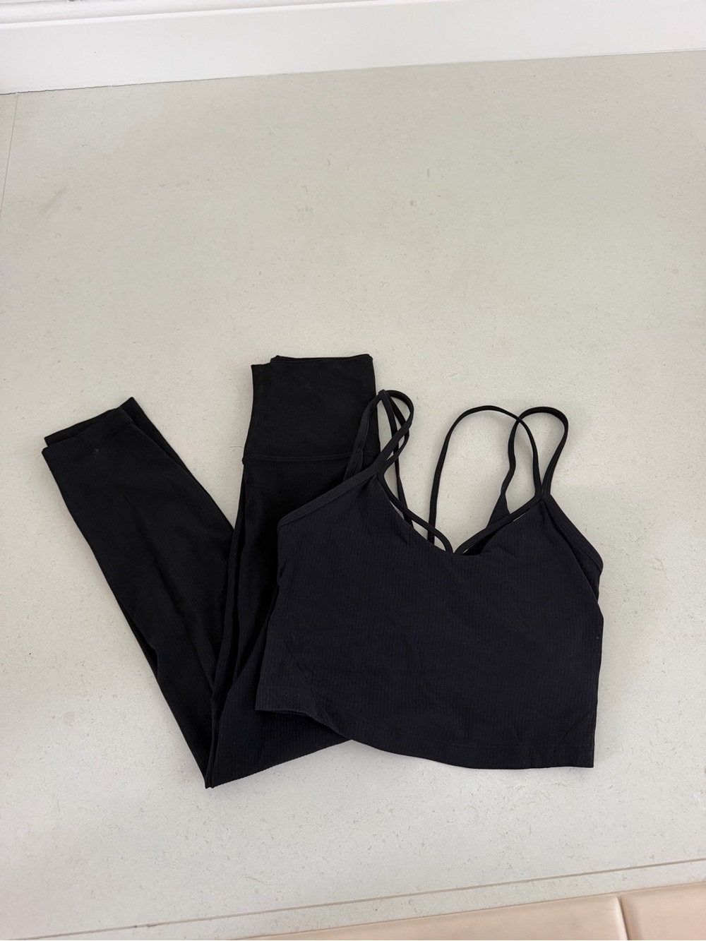 Lululemon black ribbed workout set